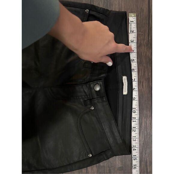Eileen Fisher Black Waxed Faux Leather Denim Jeans Pants Size 4 Minimalist - Picture 11 of 13